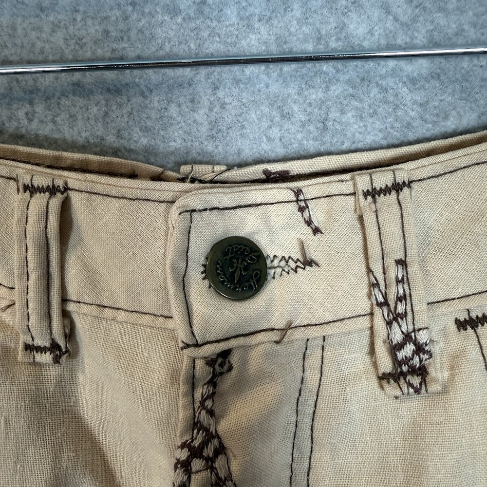 Herman Geist pants womens 25 beige giraffe embroidered trousers Vintage - Picture 5 of 11